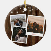 私素朴たちの初めてのクリスマス婚約した写真コラージュ セラミックオーナメント (裏面)