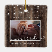 私素朴たちの初めてのクリスマス結婚した2写真 セラミックオーナメント (裏面)