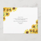 私素朴の花嫁は水彩色のひまわり ポストカード (裏面)