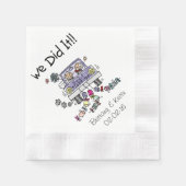 私結婚たちがやった車の紙パーソナライズされたナプキンス 縁ありカクテルナプキン (正面)