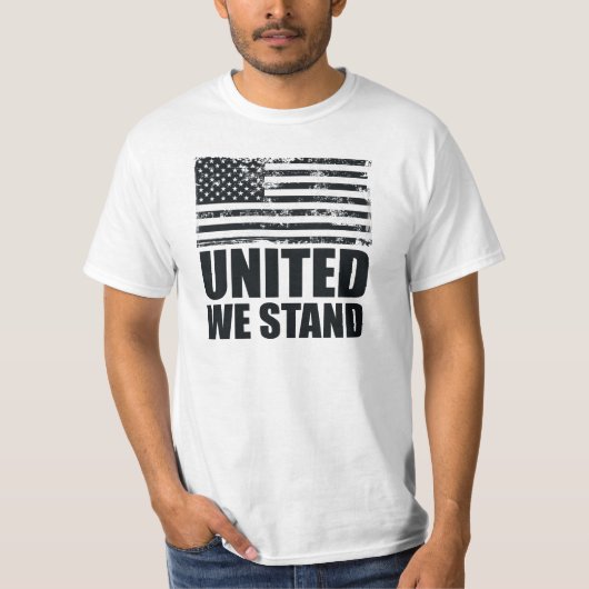 私統一されたたちは薄い青い線の米国グランジ国旗を立つ Tシャツ (正面)