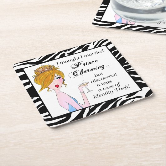 「私考えは結婚した君主魅力的だが…」 スクエアペーパーコースター (アングル)