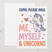 私自身とユニコーンのユーモアあふれるグリーティングカード シーズンカード (正面/裏面)