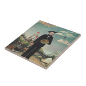 私自身のポートレート風景1890年、アンリ・ルソー タイル (側面)