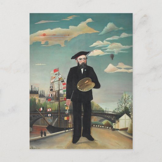 私自身のポートレート風景1890年、アンリ・ルソー ポストカード (正面)