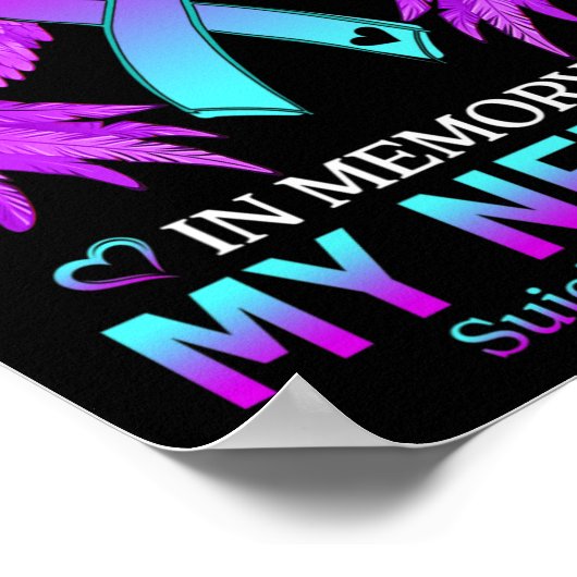 私衣服ティール(緑がかった色)紫の甥の自殺の記憶Awa ポスター (角)