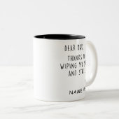 私親愛の感謝していお尻拭き取りパパ及び物 ツートーンマグカップ (正面右)