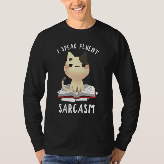 私話は口の悪いおもしろい猫 Tシャツ (正面)
