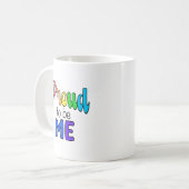 「私誇りを持ったになる」レインボー文字 コーヒーマグカップ (正面左)