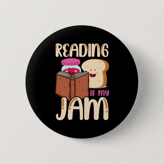 私読は本の贈り物をおもしろい愛し読ているジャム 缶バッジ (正面)