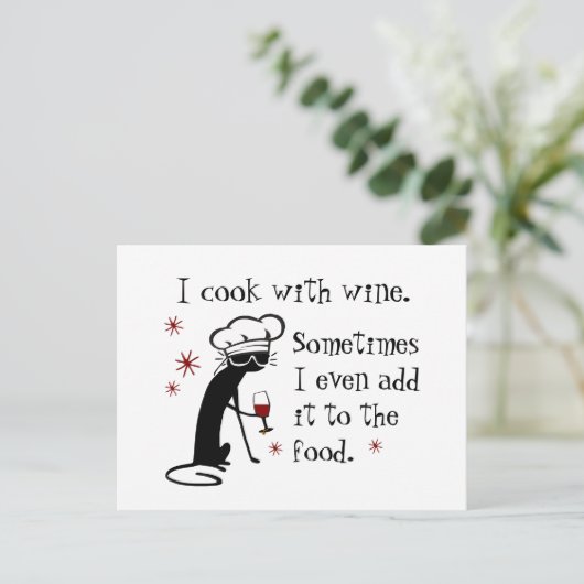 私調理師は猫とワインおもしろい引用文 ポストカード (スタンド正面)