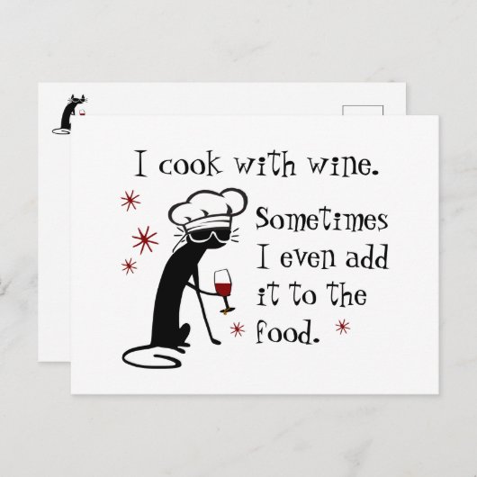 私調理師は猫とワインおもしろい引用文 ポストカード (正面/裏面)