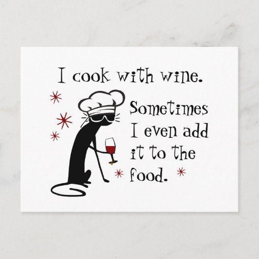 私調理師は猫とワインおもしろい引用文 ポストカード (正面)