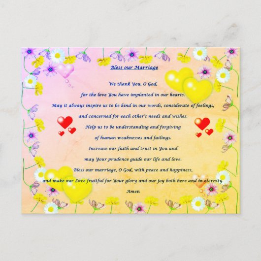 私賛美の結婚祈りの言葉はがき ポストカード (正面)