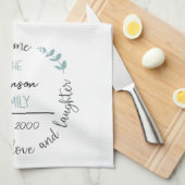 私賛美家の家族の名前モノグラム キッチンタオル (四つ折り)