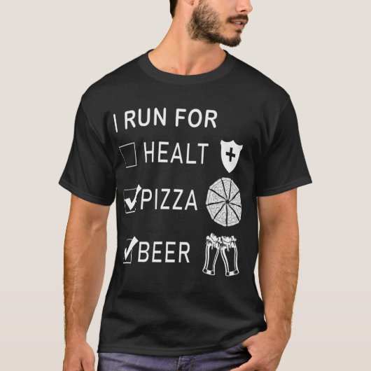 私走はピザとビールが欲しい Tシャツ (正面)