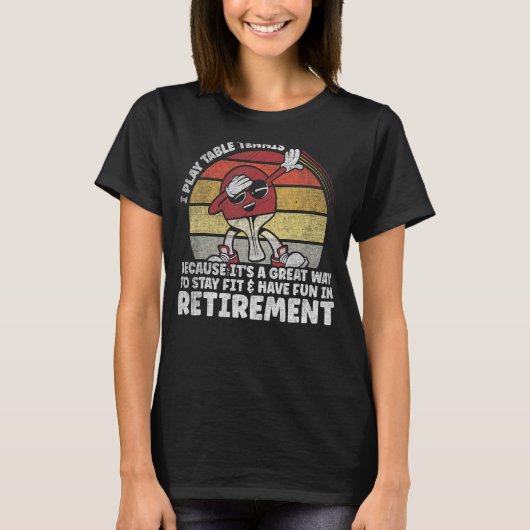 私遊はテーブルのテ素晴らしニスでおもしろいを Tシャツ (正面)