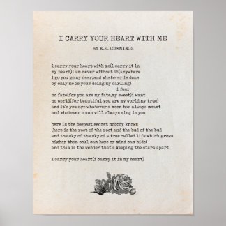 私運のハートの詩 – EEカミングズ ポスター