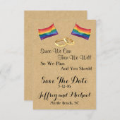 私達ができるので: 陽気な結婚式の保存日付カード セーブザデート (正面/裏面)