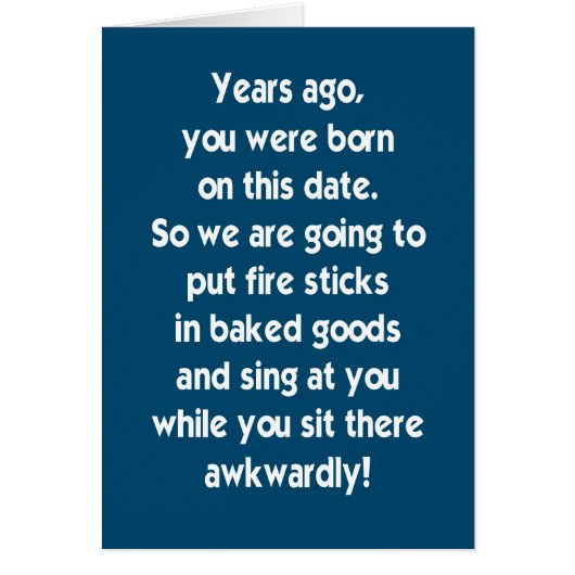 私達がバースデー・カードを歌う間、まずくそこに坐らせて下さい (正面)