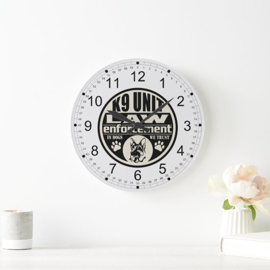 私達が信頼する犬のK9単位(黒) ラージ壁時計 (ホーム)