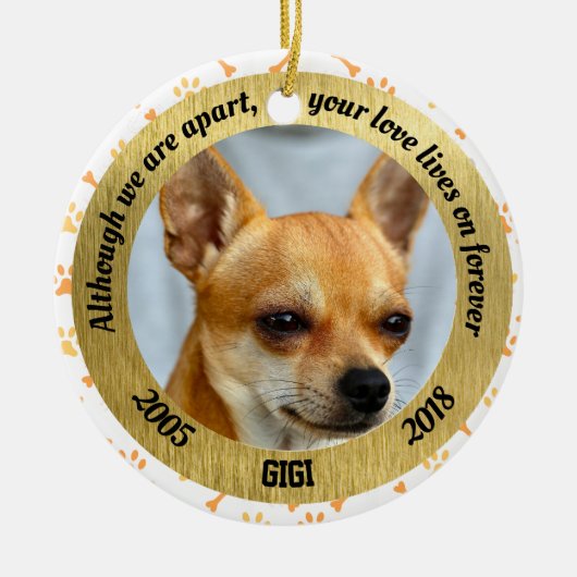 私達が別であるがパーソナライズな犬の記念物 セラミックオーナメント (正面)