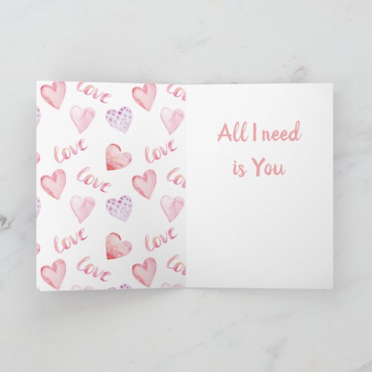 私達が必要とするすべては愛水彩画のバレンタインデーです シーズンカード (内部)