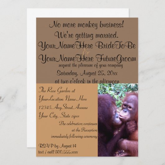 私達が結婚しているかわいいモンキービジネス 招待状 (正面/裏面)