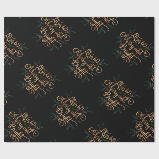 私達と明るいメリー金箔タイポグラフィ ラッピングペーパー (フラット)