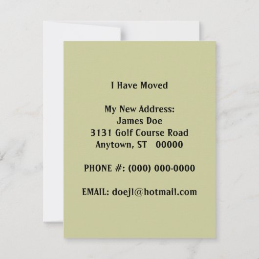 私達に私が動かしました発表のゴルフゴルフをする移動をあります 案内状 (裏面)