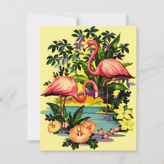 私達に私が動かしました発表のフラミンゴのプールサイドをあります 案内状 (正面)