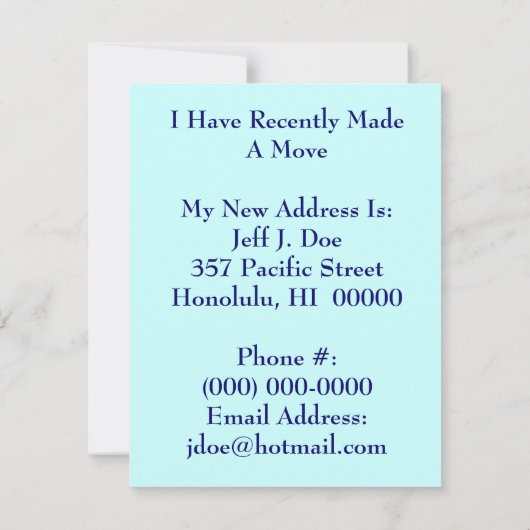 私達に移動動かされた島ハワイ熱帯Tikiがあります 案内状 (裏面)