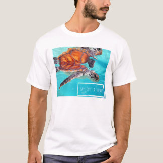 私達のウミガメのティーを救って下さい Tシャツ