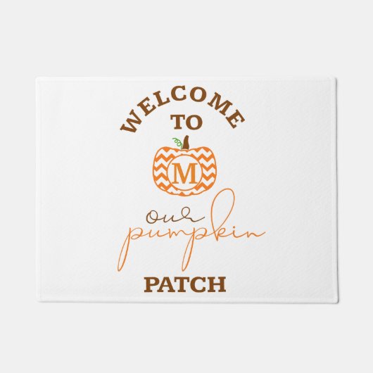 私達のカボチャパッチへの歓迎 ドアマット (正面)