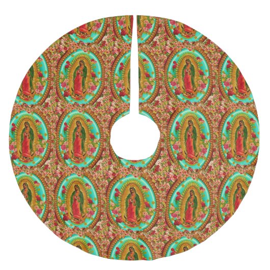 私達のグアダルペ女性メキシコ聖者聖母マリア ブラッシュドポリエステルツリースカート (正面)