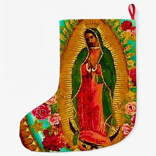 私達のグアダルペ女性メキシコ聖者聖母マリア ラージクリスマスストッキング (裏面)