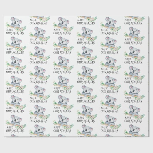 私達のコアラのかわいいオーストラリアのコアラのゴムの葉を救って下さい ラッピングペーパー (フラット)