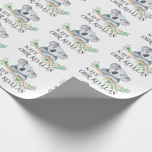 私達のコアラのかわいいオーストラリアのコアラのゴムの葉を救って下さい ラッピングペーパー (角)