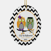 私達のハロウィンの最初フクロウのパーソナライズなオーナメント セラミックオーナメント (右)