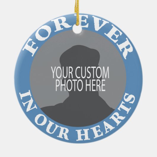 私達のハートのカスタムの写真の永久に記念物 セラミックオーナメント (裏面)