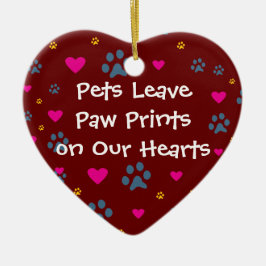 私達のハートのペット許可の足のプリント セラミックオーナメント