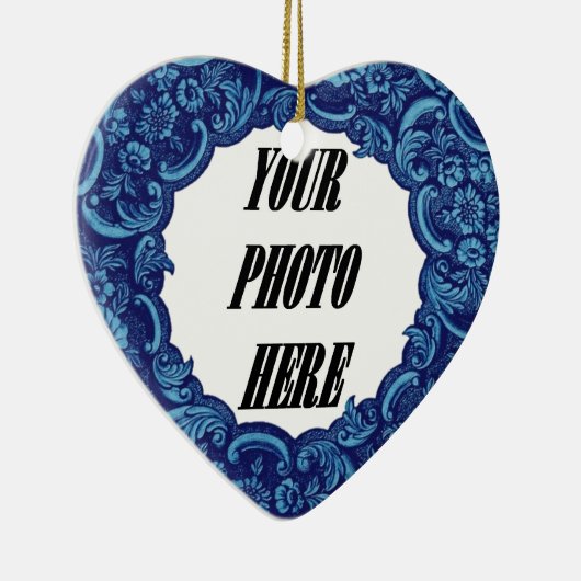 私達のハートの写真の記念の捧げ物青いA05 セラミックオーナメント (右)