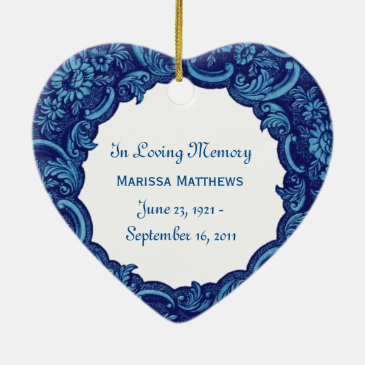 私達のハートの写真の記念の捧げ物青いA05 セラミックオーナメント (裏面)