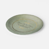 私達のハートの記念物のプレートの永久に緑及び金ゴールド ペーパープレート (アングル)