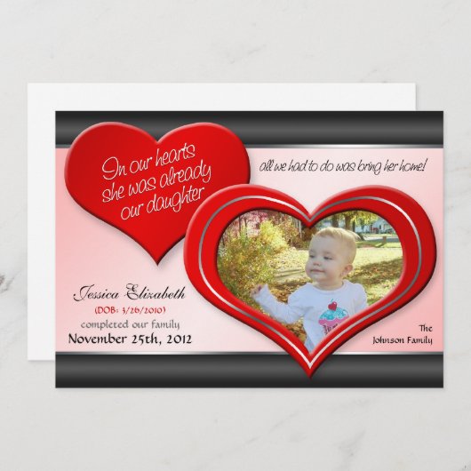 私達のハート-赤いハートの採用の発表 案内状 (正面/裏面)