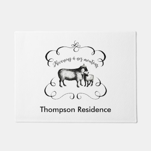 私達のヒツジ-おもしろいなヴィンテージの農場に戻ろう ドアマット (正面)