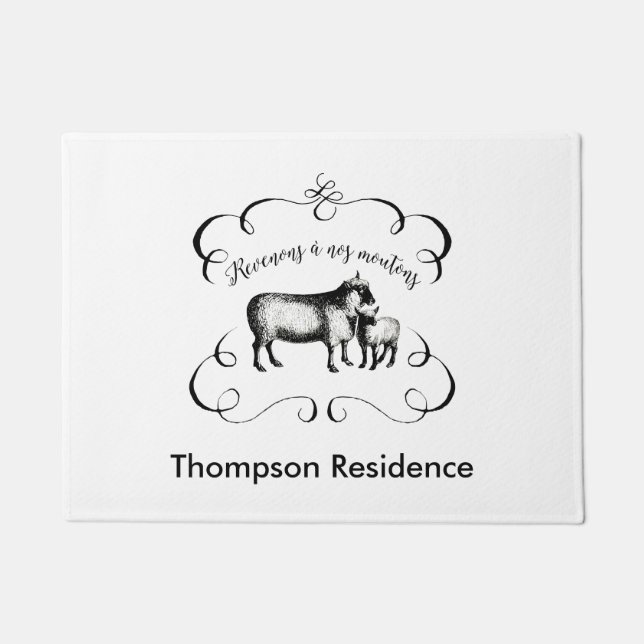 私達のヒツジ-おもしろいなヴィンテージの農場に戻ろう ドアマット (正面)