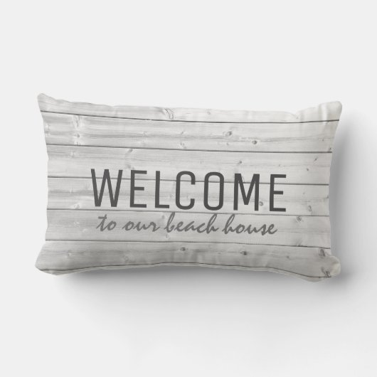 私達のビーチハウスへの素朴な流木の歓迎 ランバークッション (裏面)