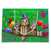 私達のフクロウからのハッピーバースデー! ラージペーパーバッグ (正面)