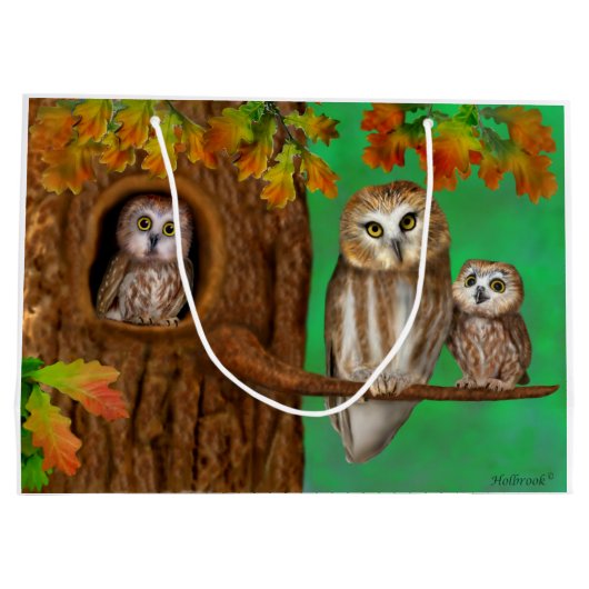 私達のフクロウからのハッピーバースデー! ラージペーパーバッグ (裏面)